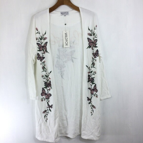 Wildfox Womens Bride Butterflies Make Up Lounge Open Front Robe White Sz Small - Picture 3 of 8